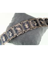 Vintage Thailändisches Silber Siam Niello Emaille Panel Armband 6,50&quot; - €134,26 EUR