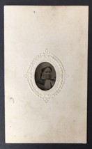 Tiny Antique Tintype Photo of Lovely Lady Woman w/ Big Bow Wood&#39;s Gem Gallery - £14.26 GBP