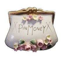 Vintage Lefton Pin Money Purse Coin Bank 90256 Roses Leaves 4x6x2 - £17.13 GBP