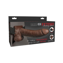 Fetish Fantasy Series Vibrating 8 in. Hollow Strap-On With Balls Brown/Black - £84.37 GBP