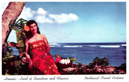 Hawaii Land of Sunshine and Flowers Northwest Orient Airlines Hawaii Postcard - £10.05 GBP