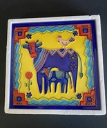 Muddy Waters Art Tile ~ Cow and Calf  Handmade Hand Painted ~ 8&quot; 8&quot; - $11.88