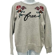 Wilfred Free Gray Green Pink Floral Embroidered Crew Neck Sweatshirt size M - $26.31