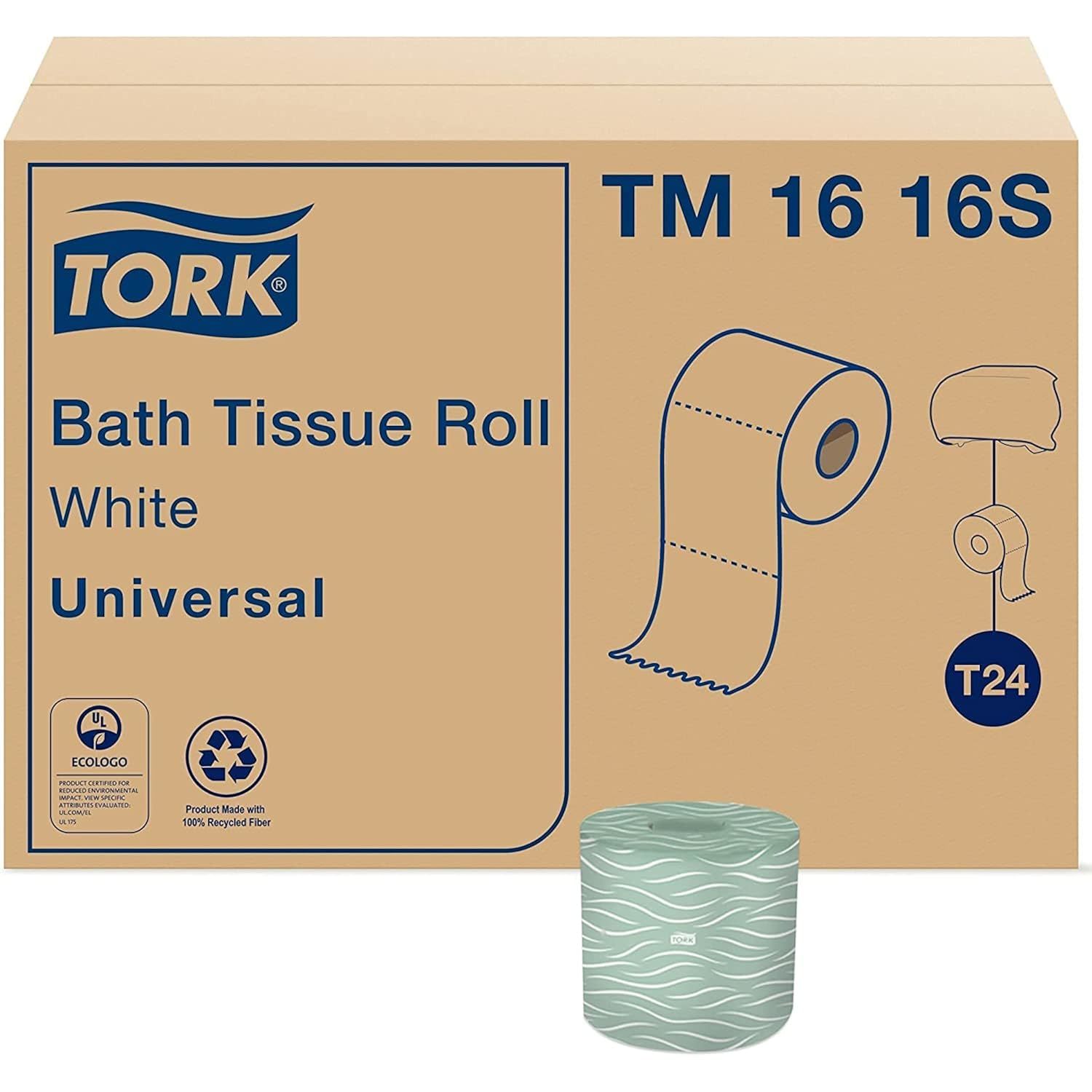 Tork Septic Safe Toilet Paper White, 100% Recycled, 2-ply, 500 Sheets per Roll,