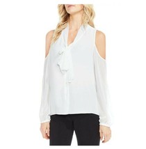 Vince Camuto Long Sleeve Cold Shoulder Tie Neck Button Down White Blouse... - £30.50 GBP