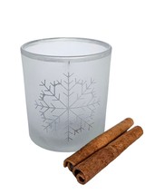 Candle Tea Light Holder 2 Frosted Silver Snowflake Glass Home Decor - £8.94 GBP