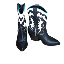 Dolce Vita Landen Cowboy Boots Black White Ankle Womens 6 Western Chunky... - £135.89 GBP