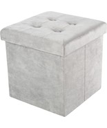 Storage Ottoman - Velvet Tufted Footrest, Linen Chest, Or Storage, Gray - $42.97