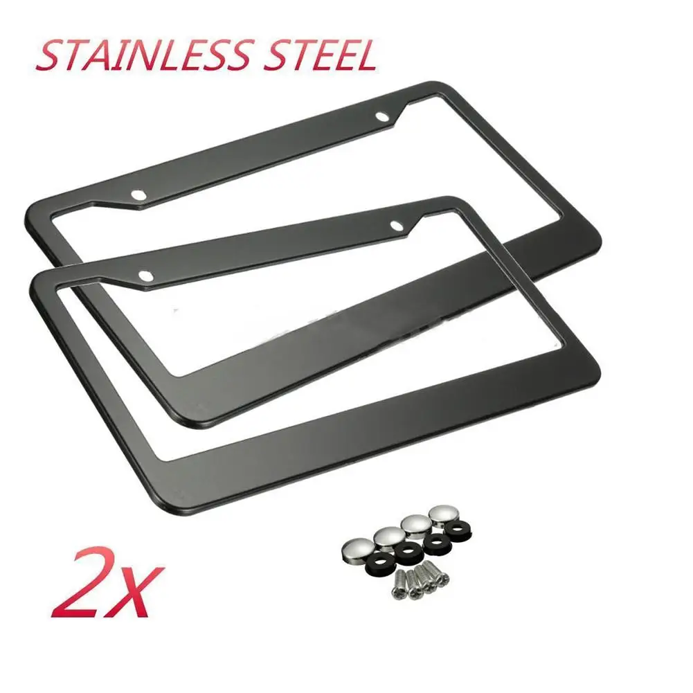 6-2PCS 12in x 6in Stainless Steel Car Auto License Plate Fe Covers Kit ar Licens - £98.93 GBP