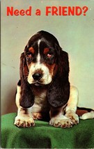 c1955 Vintage Sad Beagle Dog Need a Friend? PlastiChrome Unposted Postcard - £12.01 GBP