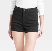 Universal Thread™ ~ Size 4 ~ Frayed Hem ~ BLACK Denim ~ Midi Stretch Shorts - £17.57 GBP