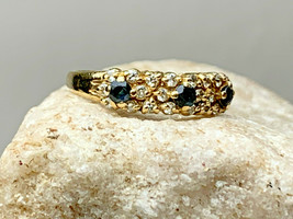 14K Yellow Gold Sapphire? Diamond? Accent Ring Sz 6.5 Jewelry 2.60g Popcorn Form - £151.83 GBP