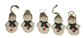 Vintage Lot of 5 Christmas Ornaments Snowmen Fabric Plush - £8.11 GBP
