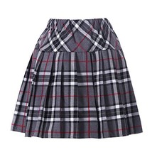 Women`s Fashion Short Costumes Elasticated Pleat Skirt (L, Grey Black) - £19.70 GBP