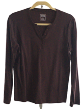 Hasting and Smith Brown T-Shirt Long Sleeves Top Shirt Medium Cotton Blend VNeck - £10.29 GBP