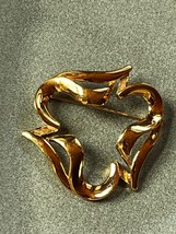 Large Monet Signed Open Loopy Goldtone Pin Brooch – 1.75 x 2 inches – VERY GOOD - £11.87 GBP