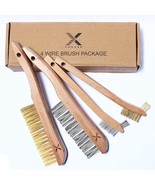 Wire Brush Brown 4 Pack  2-  9.5&quot;  Stainless Steel &amp; 2- 8 &quot; Beachwood Ha... - £11.66 GBP