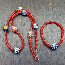 4,5 mm veneciano rojo blanco corazón y cuentas de vidrio africano conjun... - $26.14