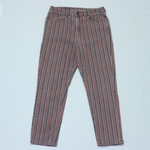 American Eagle Striped Mom Ankle Jeans 12 R Red/Pink Fade Straight Leg Stretch - $26.76