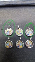 2 Pc Hand Painted 925 Sterling Silver Miniature Radha Krishna Pendant 17 mm - £35.76 GBP