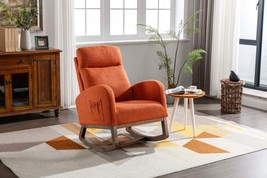 Modern Rocking Chair, Orange Linen Glider Recliner - £153.27 GBP