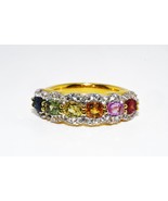 $395 .925 Sterling Silver 1.11CT Natural Multi Color Sapphire &amp; Topaz Ring - €90,15 EUR