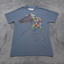 Arizona Shirt Mens XS Blue Short Sleeve Round Neck Print Horse Knit Tee - £12.49 GBP