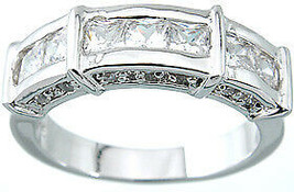 1.00 CT Carat Sterling Silver Platinum Finish Princess Cut Wedding Band Ring - £45.11 GBP