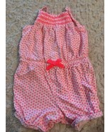 Just One You Girls White Hot Pink Sleeveless Shorts Romper 6 Months - $6.00 CAD
