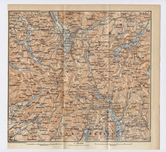 1890 Original Antique Map Of Lake District Cumberland Westmorland / England - $22.56