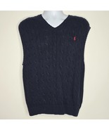 Polo Ralph Lauren 100% Pima Cotton Cable Knit V-Neck Sweater Vest Blue M... - $29.99