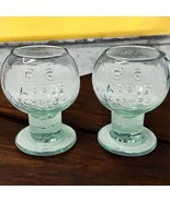 Vtg Set of Two BIG APPLE SCHNAPS Green Tint Glass Liquor Goblet  4&quot; Tall... - $40.77 CAD