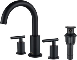 Forious Two Handle High Arc Widespread Bathroom Sink Faucet 3 Hole, Matte Black - £51.62 GBP