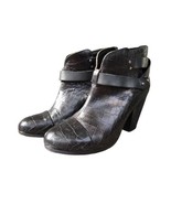 Rag &amp; Bone Harrow Leather Crocodile Embossed Ankle Boots Black Women Siz... - £98.49 GBP