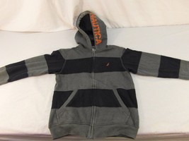 Youth Teenager Nautica Navy Blue Gray Orange Striped Full Zipper Jacket ... - $15.39