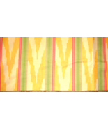 3.44 Yards Golden Yellow Ivory Coral Green Ikat Southwestern Upholstery ... - £15.61 GBP