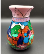 Mexican Pottery Vase Storytelling Folk Art Hand Painted Story Life Terra... - £12.82 GBP
