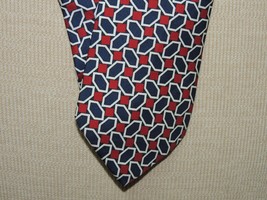 Brooks Brothers Makers Neck Tie/Necktie Silk red blue geometric 58&quot;x3.5&quot;... - £14.05 GBP