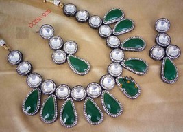 VeroniQ Trends-Indian Kundan Necklace/Emerald Pearl drops,Victorian,Diamond - £111.90 GBP