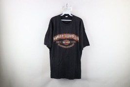 Vintage Y2K Harley Davidson Mens 2XL Faded Spell Out Big Logo T-Shirt Black - $54.40