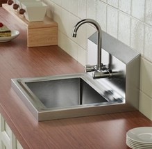 Commercial Stainless Steel Hand Wash Sink Wall Mount Kitchen Sink W/ Back Splash - $126.42