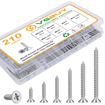 210Pcs Wood Screws Assortment Kit, 304 Stainless Steel, 6 Sizes, Phillip... - $16.03