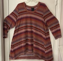 Women's Premise  2XL Top Multi Color Orange Geo Pattern 3/4 Sleeve Point... - $14.63