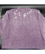 Alfred Dunner Purple Violet Embellished Chenille Pullover Sweater SZ 1X ... - £20.02 GBP