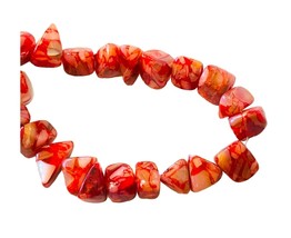 Rich Cherry Red Mother of Pearl MOP Shell Assembled Chip Chunk Free Form Beads - £3.15 GBP