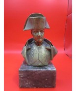 NAPOLEON BUSTS PAPERWEIGHT GOLDEN ON MARBLE BLACK CAST FINIAL SALVAGED P... - $38.21