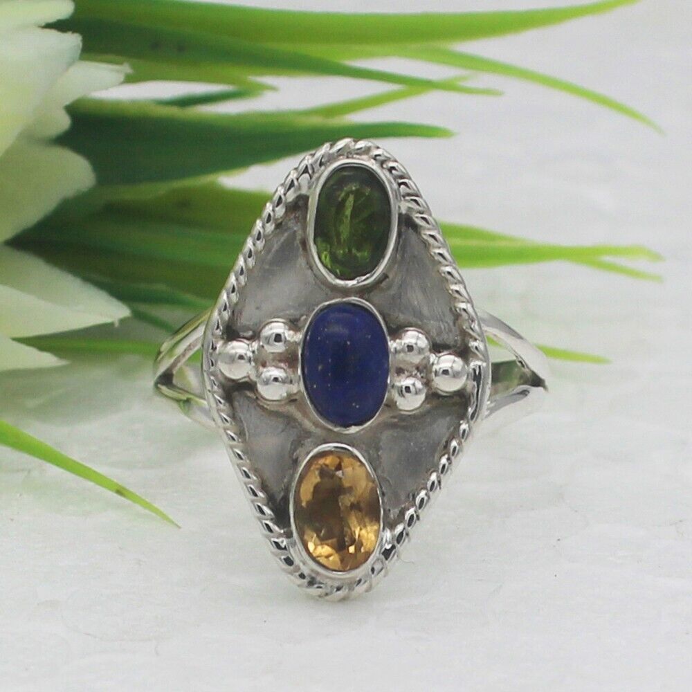 Silver Multi Stone Ring 925 Sterling Handmade Jewelry Birthstone Ring All Size