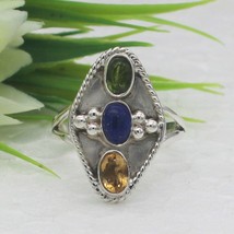 Silver Multi Stone Ring 925 Sterling Handmade Jewelry Birthstone Ring All Size - $27.78