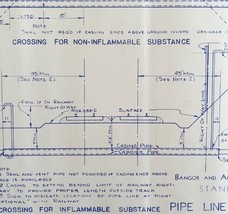 1950 Railroad Bangor Aroostook Standard Pipeline Crossing Blueprint J11 ... - $84.36