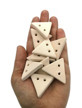 10Pc Blank Triangle Sewing Buttons Handmade Unpainted Ceramic Bisque To ... - £24.49 GBP